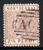 Montserrat 1880 QV 2.5d red-brown CC fine used with light AO8 cancel SG4