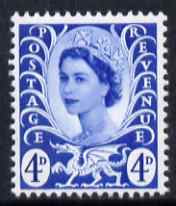 Great Britain Regionals - Wales 1967-69 Wilding 4d ultramarine no wmk unmounted mint SG W8, stamps on , stamps on  stamps on great britain regionals - wales 1967-69 wilding 4d ultramarine no wmk unmounted mint sg w8