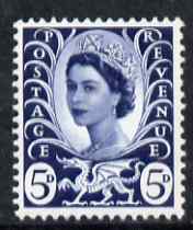 Great Britain Regionals - Wales 1967-69 Wilding 5d royal blue no wmk unmounted mint SG W11, stamps on , stamps on  stamps on great britain regionals - wales 1967-69 wilding 5d royal blue no wmk unmounted mint sg w11