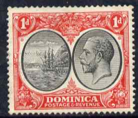 Dominica 1923-33 KG5 Badge 1d black & scarlet mounted mint SG 73, stamps on , stamps on  stamps on , stamps on  stamps on  kg5 , stamps on  stamps on ships