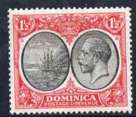 Dominica 1923-33 KG5 Badge 1.5d black & scarlet mounted mint SG 74, stamps on , stamps on  stamps on , stamps on  stamps on  kg5 , stamps on  stamps on ships