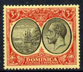 Dominica 1923-33 KG5 Badge 3d black & red on yellow mounted mint SG 80, stamps on , stamps on  stamps on , stamps on  stamps on  kg5 , stamps on  stamps on ships