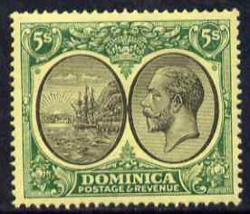 Dominica 1923-33 KG5 Badge 5s black & green on yellow Scrpt CA mounted mint SG 88, stamps on , stamps on  stamps on , stamps on  stamps on  kg5 , stamps on  stamps on ships