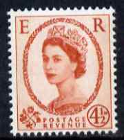 Great Britain 1960-67 Wilding 4.5d chestnut Crowns phos unmounted mint SG 616b, stamps on 