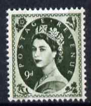 Great Britain 1960-67 Wilding 9d bronze-green Crowns phos unmounted mint SG 617c, stamps on 