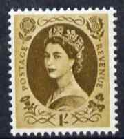 Great Britain 1960-67 Wilding 1s bistre-brown Crowns phos unmounted mint SG 617e, stamps on , stamps on  stamps on great britain 1960-67 wilding 1s bistre-brown crowns phos unmounted mint sg 617e