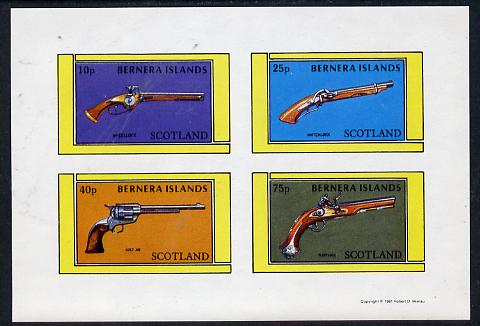 Bernera 1981 Pistols (Wheel-lock, Matchlock, Colt 45 & Flintlock) imperf  set of 4 values (10p to 75p) unmounted mint, stamps on , stamps on  stamps on militaria, stamps on  stamps on wild west, stamps on  stamps on firearms