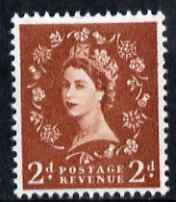 Great Britain 1960-67 Wilding 2d light red-brown Crowns phos (2 bands) unmounted mint SG 613a, stamps on , stamps on  stamps on great britain 1960-67 wilding 2d light red-brown crowns phos (2 bands) unmounted mint sg 613a