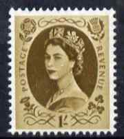 Great Britain 1958-65 Wilding Crowns 1s bistre-brown unmounted mint SG 584, stamps on 