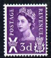 Great Britain Regionals - Scotland 1967-70 Wilding 3d deep lilac no wmk unmounted mint SG S7, stamps on , stamps on  stamps on great britain regionals - scotland 1967-70 wilding 3d deep lilac no wmk unmounted mint sg s7