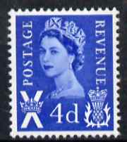 Great Britain Regionals - Scotland 1967-70 Wilding 4d deep bright blue no wmk unmounted mint SG S8, stamps on , stamps on  stamps on great britain regionals - scotland 1967-70 wilding 4d deep bright blue no wmk unmounted mint sg s8