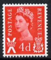 Great Britain Regionals - Scotland 1967-70 Wilding 4d bright vermilion no wmk unmounted mint SG S10, stamps on , stamps on  stamps on great britain regionals - scotland 1967-70 wilding 4d bright vermilion no wmk unmounted mint sg s10