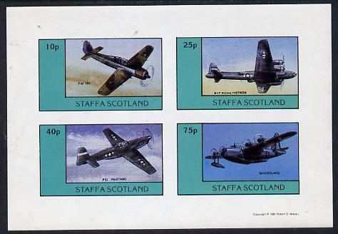 Staffa 1981 WW2 Aircraft #1 (FW 190, B17 Flying Fortress, P51 Mustang & Sunderland) imperf  set of 4 values unmounted mint, stamps on , stamps on  stamps on aviation, stamps on  stamps on  ww2 , stamps on  stamps on  raf , stamps on  stamps on 