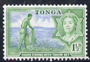 Tonga 1953 Shore Fishing 1.5d unmounted mint SG 102, stamps on fishing