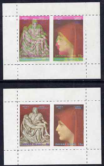 Davaar Island 1972 Belgica Stamp Exhibition m/sheet with a fine 3 mm misplacement of the red printing resulting in blurred design and Country & value appearing twice, complete with normal, both unmounted mint, stamps on , stamps on  stamps on stamp exhibitions