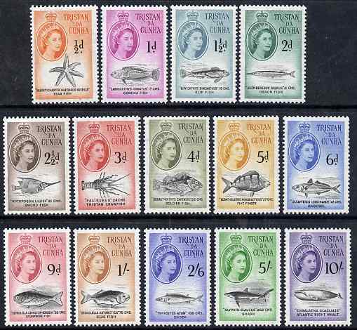 Tristan da Cunha 1960 Marine Life definitive set complete 1/2d to 10s unmounted mint, SG 28-41 , stamps on marine life