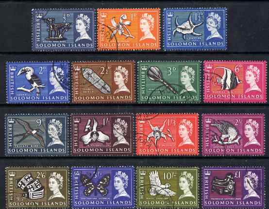 Solomon Islands 1965 Sterling definitive set complete 15 values fine cds used SG 112-26, stamps on 