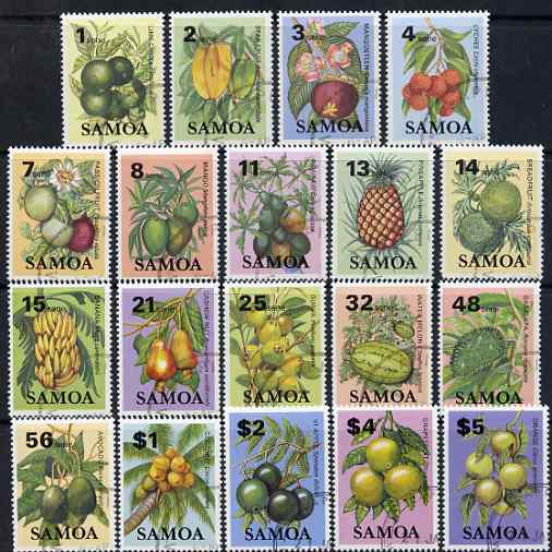 Samoa 1983-84 Fruit definitive set complete, 19 values fine used, SG 647-65, stamps on , stamps on  stamps on fruit