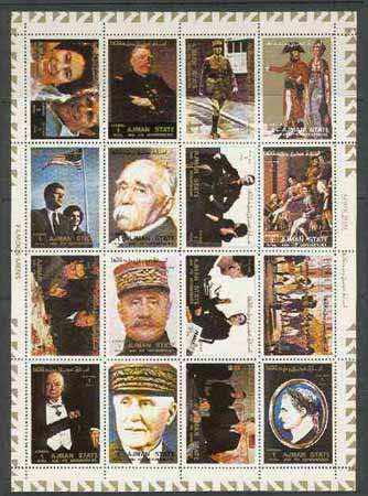 Ajman 1972 Personalities (World Leaders) perf set of 16 unmounted mint, Mi 2893-2908A, stamps on personalities, stamps on nixon, stamps on presidents, stamps on de gaulle, stamps on napoleon, stamps on kennedy, stamps on churchill, stamps on 