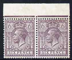 Great Britain 1912 KG5 6d slate purple horiz marginal pair SG N26(2) very slight crease on one and possible signs of some adherance otherwise unmounted, cat A3360 (as mounted), stamps on , stamps on  stamps on , stamps on  stamps on  kg5 , stamps on  stamps on 