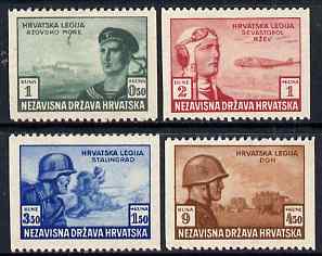 Croatia 1943 Croat Relief Fund set of 4 with vert perfs omitted (perf x imperf) lightly mounted mint, stamps on , stamps on  stamps on , stamps on  stamps on  ww2 , stamps on  stamps on 