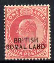 Somaliland 1903 KE7 opt at bottom on 1a carmine with 'SOMAL.LAND' variety, light overal toning mounted mint SG26d, stamps on , stamps on  stamps on , stamps on  stamps on  ke7 , stamps on  stamps on 