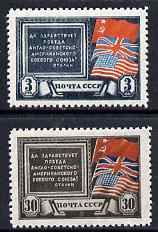 Russia 1943 Teheran Three power Conference set of 2 unmounted mint, SG 1040-41, stamps on , stamps on  ww2 , stamps on flags