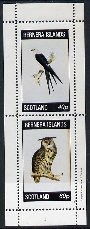 Bernera 1982 Birds of Prey perf  set of 2 values (40p & 60p) unmounted mint, stamps on birds, stamps on birds of prey
