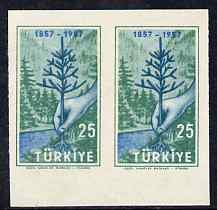 Turkey 1957 Forestry 25k imperf proof pair on gummed paper without labels, unmounted mint, stamps on , stamps on  stamps on trees