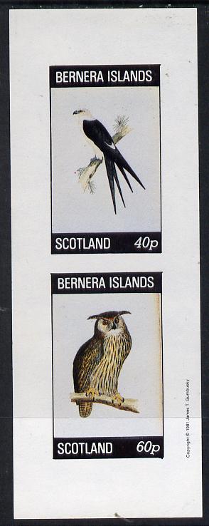 Bernera 1982 Birds of Prey imperf  set of 2 values (40p & 60p) unmounted mint, stamps on , stamps on  stamps on birds, stamps on  stamps on birds of prey