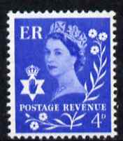 Great Britain Regionals - Northern Ireland 1958-67 Wilding 4d ultramarine wmk Crowns unmounted mint SG NI2, stamps on , stamps on  stamps on great britain regionals - northern ireland 1958-67 wilding 4d ultramarine wmk crowns unmounted mint sg ni2