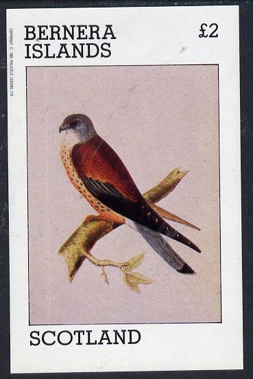 Bernera 1982 Birds of Prey (Kestrel) imperf deluxe sheet (£2 value) unmounted mint, stamps on birds, stamps on birds of prey