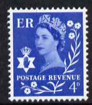 Great Britain Regionals - Northern Ireland 1968-69 Wilding 4d deep bright blue no wmk unmounted mint SG NI7, stamps on , stamps on  stamps on great britain regionals - northern ireland 1968-69 wilding 4d deep bright blue no wmk unmounted mint sg ni7