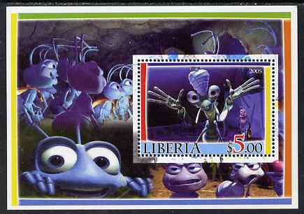Liberia 2005 Bugs life perf m/sheet #2 unmounted mint, stamps on insects, stamps on disney, stamps on cartoons