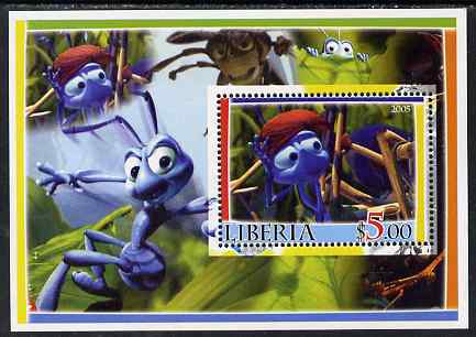 Liberia 2005 Bugs life perf m/sheet #3 unmounted mint, stamps on insects, stamps on disney, stamps on cartoons