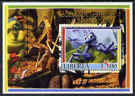 Liberia 2005 50th Anniversary of Disneyland overprint on Bugs life perf m/sheet #4 unmounted mint, stamps on , stamps on  stamps on insects, stamps on  stamps on disney, stamps on  stamps on cartoons