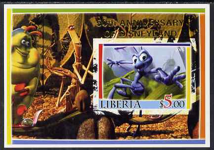 Liberia 2005 50th Anniversary of Disneyland overprint on Bugs life imperf m/sheet #4 unmounted mint, stamps on , stamps on  stamps on insects, stamps on  stamps on disney, stamps on  stamps on cartoons