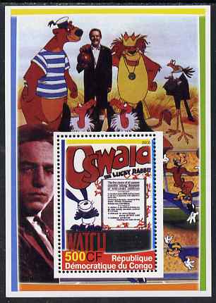 Congo 2005 Disney Movie Posters - Oswald perf souvenir sheet unmounted mint. Note this item is privately produced and is offered purely on its thematic appeal, stamps on disney, stamps on cartoons, stamps on entertainments