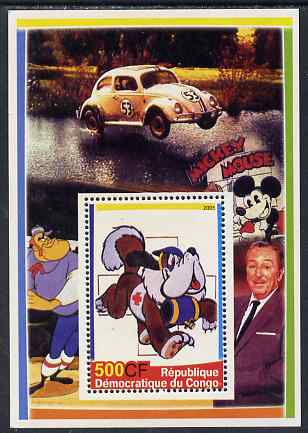 Congo 2005 Disney Movie Posters - St Bernard Dog with Herbie in background perf souvenir sheet unmounted mint. Note this item is privately produced and is offered purely ..., stamps on disney, stamps on cartoons, stamps on entertainments, stamps on dogs, stamps on  vw , stamps on volkswagen