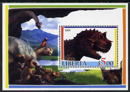 Liberia 2005 Dinosaurs #3 perf souvenir sheet unmounted mint, stamps on dinosaurs