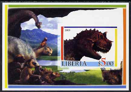 Liberia 2005 Dinosaurs #3 imperf souvenir sheet unmounted mint, stamps on dinosaurs