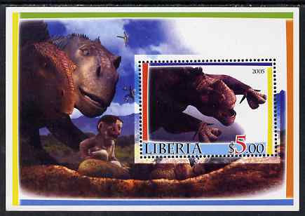 Liberia 2005 Dinosaurs #4 perf souvenir sheet unmounted mint, stamps on , stamps on  stamps on dinosaurs