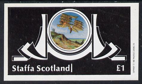Staffa 1982 Early Flight imperf souvenir sheet (£1 value) unmounted mint, stamps on aviation