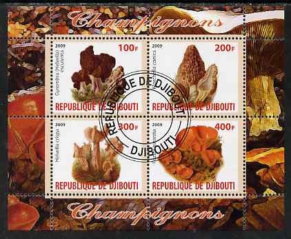 Djibouti 2009 Fungi #1 perf sheetlet containing 4 values fine cto used, stamps on , stamps on  stamps on fungi