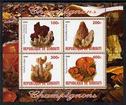 Djibouti 2009 Fungi #1 perf sheetlet containing 4 values unmounted mint, stamps on fungi