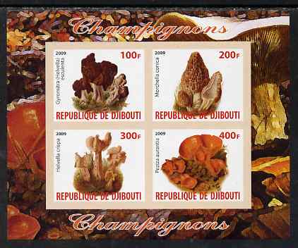 Djibouti 2009 Fungi #1 imperf sheetlet containing 4 values unmounted mint, stamps on , stamps on  stamps on fungi