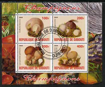 Djibouti 2009 Fungi #2 perf sheetlet containing 4 values fine cto used, stamps on , stamps on  stamps on fungi