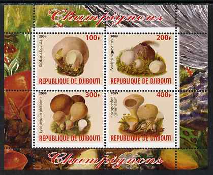 Djibouti 2009 Fungi #2 perf sheetlet containing 4 values unmounted mint, stamps on , stamps on  stamps on fungi