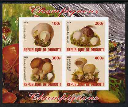 Djibouti 2009 Fungi #2 imperf sheetlet containing 4 values unmounted mint, stamps on , stamps on  stamps on fungi