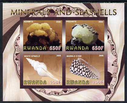 Rwanda 2009 Minerals & Seashells imperf sheetlet containing 4 values unmounted mint, stamps on , stamps on  stamps on minerals, stamps on  stamps on shells, stamps on  stamps on marine life